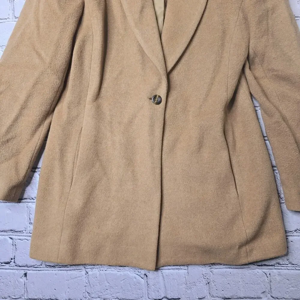 Vintage Harve Bernard Wool Blend Tan Single‎ Button Blazer Coat Jacket Size Med?